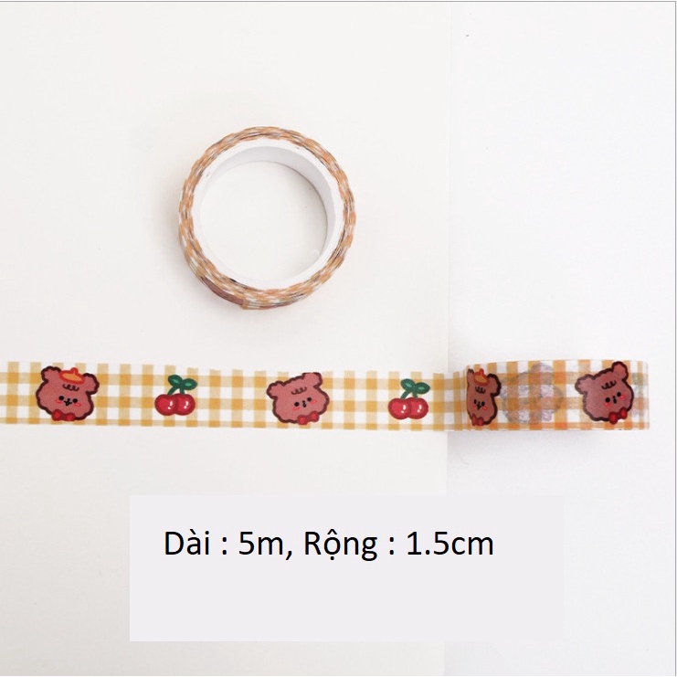 Băng dính dài 1m hình gấu thỏ ngộ nghĩnh trang trí đồ dùng cá nhân BAG U BANGDINH1