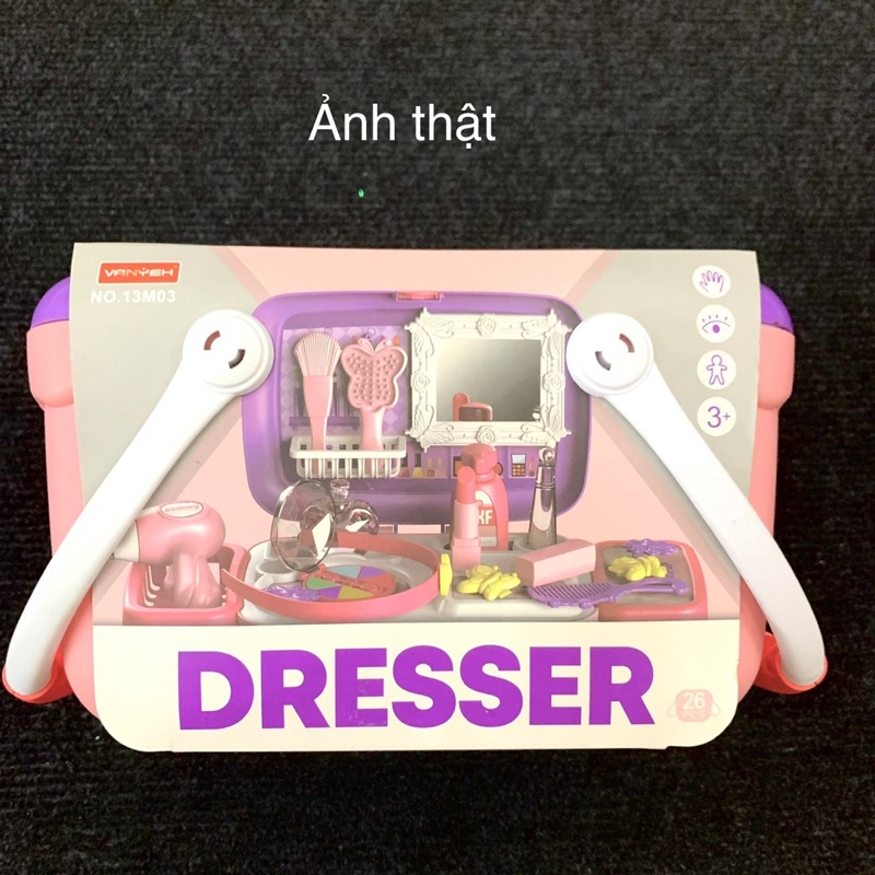 Đồ chơi trang điểm bé gái cao cấp, hộp to quai xách