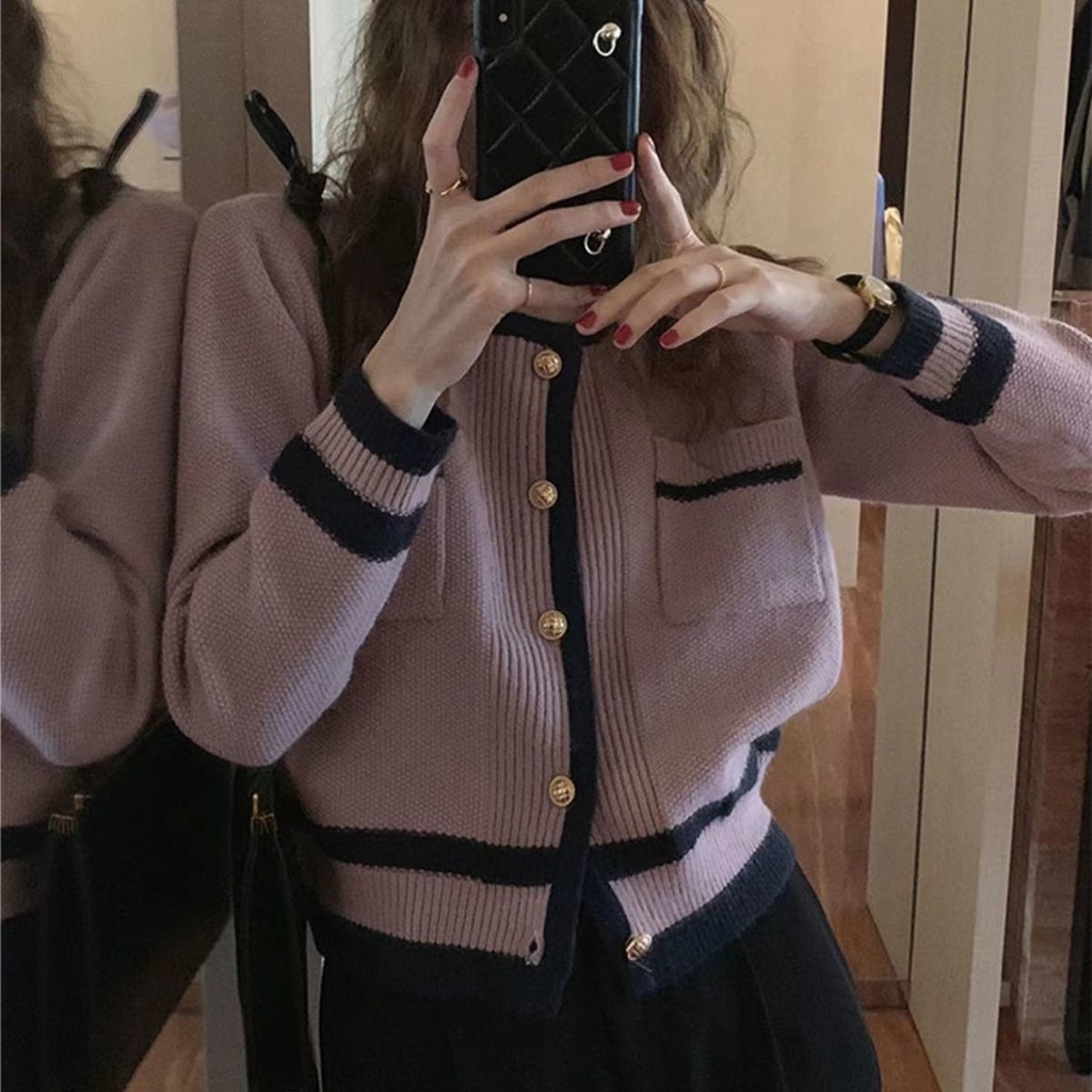Áo len cardigan dệt kim dáng suông rộng nhẹ nhàng dáng