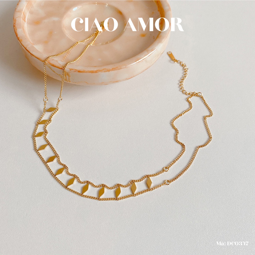 Choker, Dây chuyền nữ vàng hai sợi đính hình thoi nhiều ở giữa Trang sức Ciao Amor - DC0347
