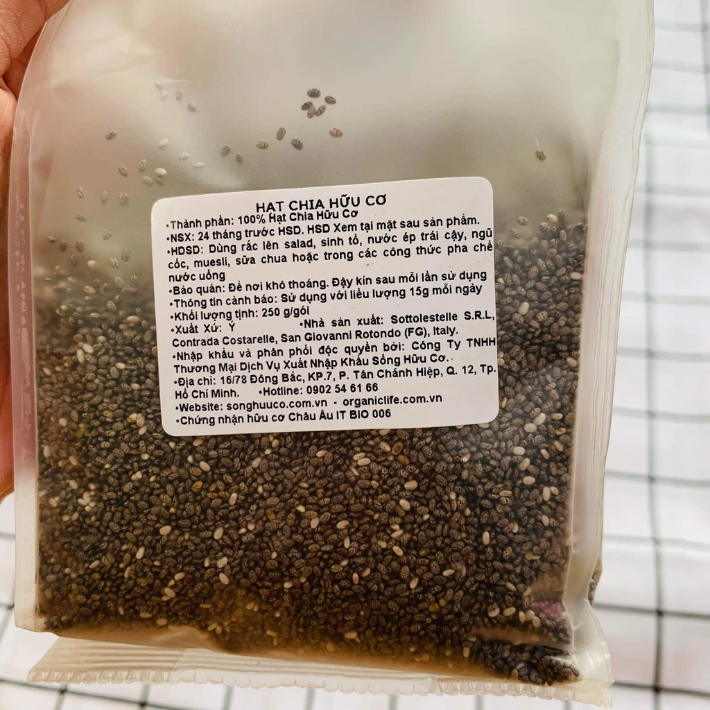 [Date 2023] Hạt Chia hữu cơ 250g Sottolestelle Organic Chia Seeds