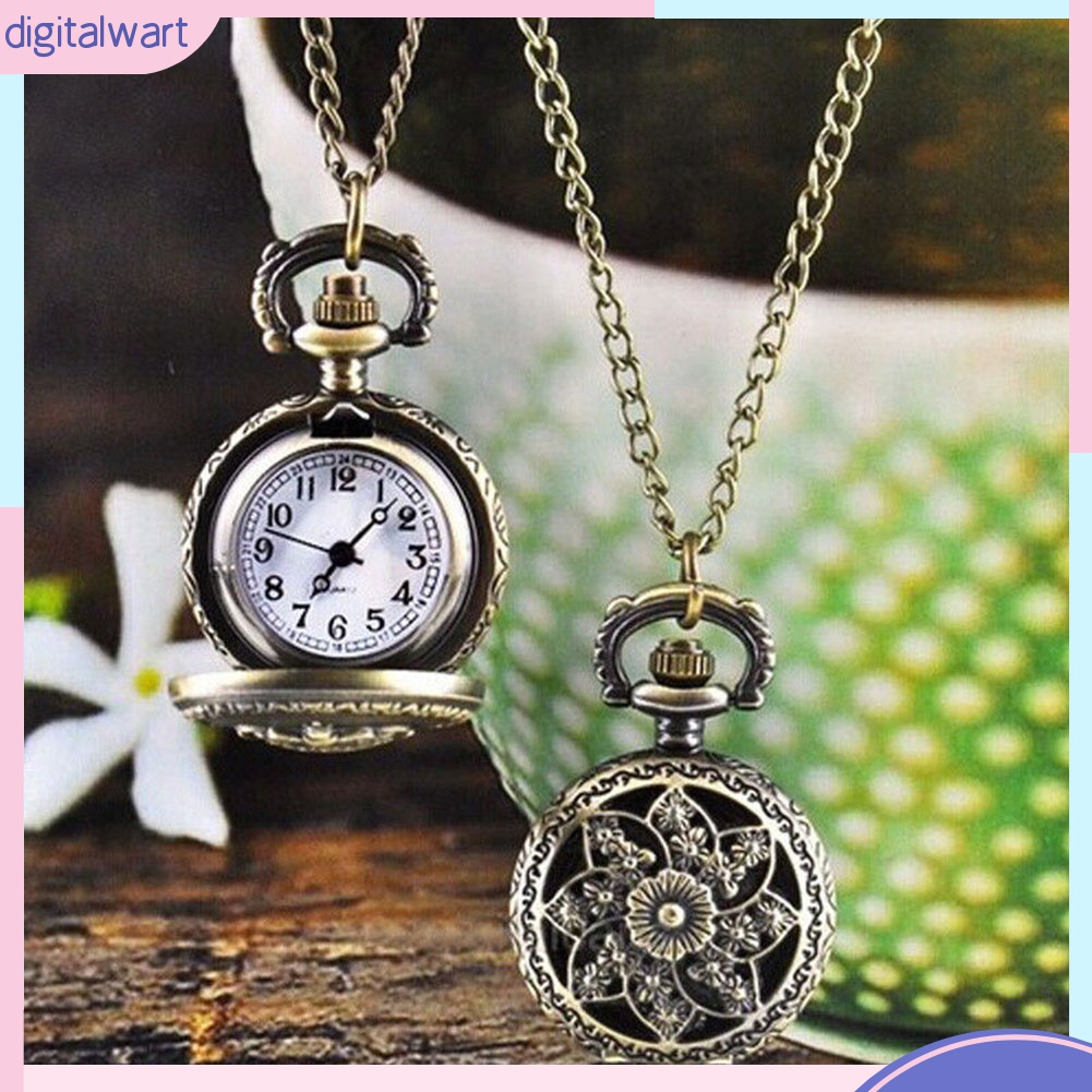 Vòng cổ Mặt Đồng Hồ Thạch Anh Bỏ Túi Hình Vương Miện Rỗng Bằng Đồng Vintage Cho Nam Nữ
