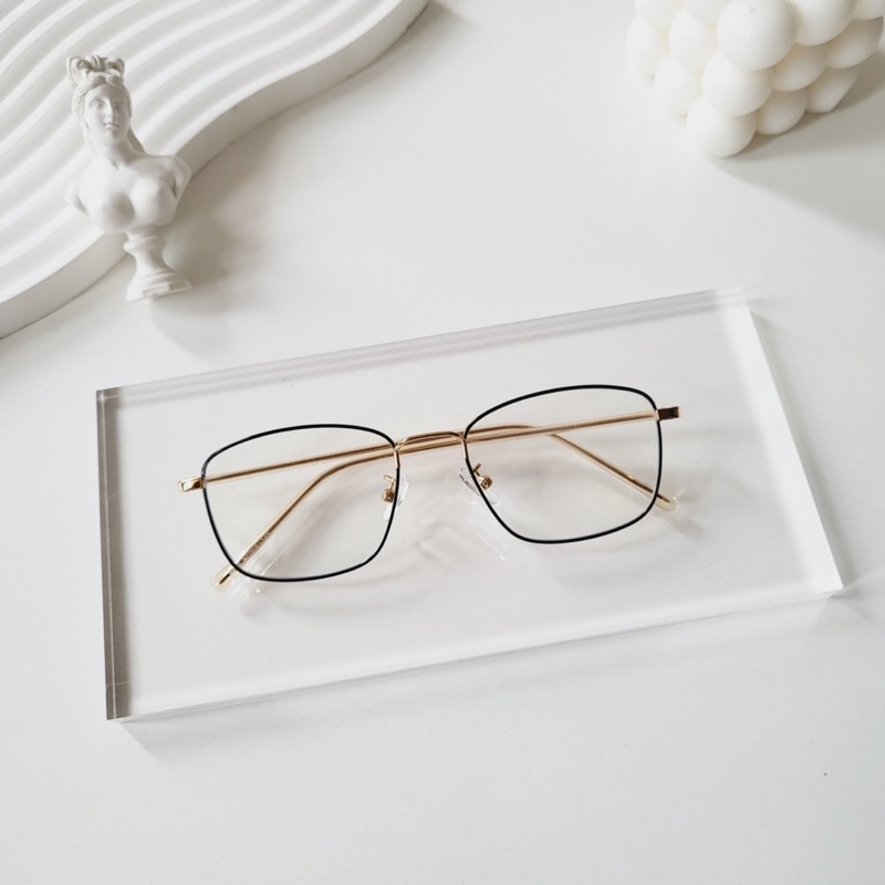 Gọng giả cận, kính cận vuông nam nữ thanh mảnh 8818 chống ánh sáng xanh, UV400 kim loại càng dẻo Jolie eyewear