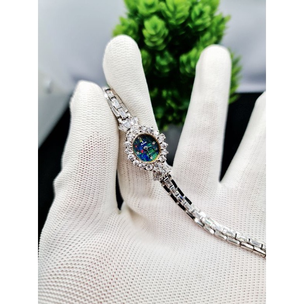 Đồng hồ nữ mặt Opal đá pha lê full dây Thụy sĩ