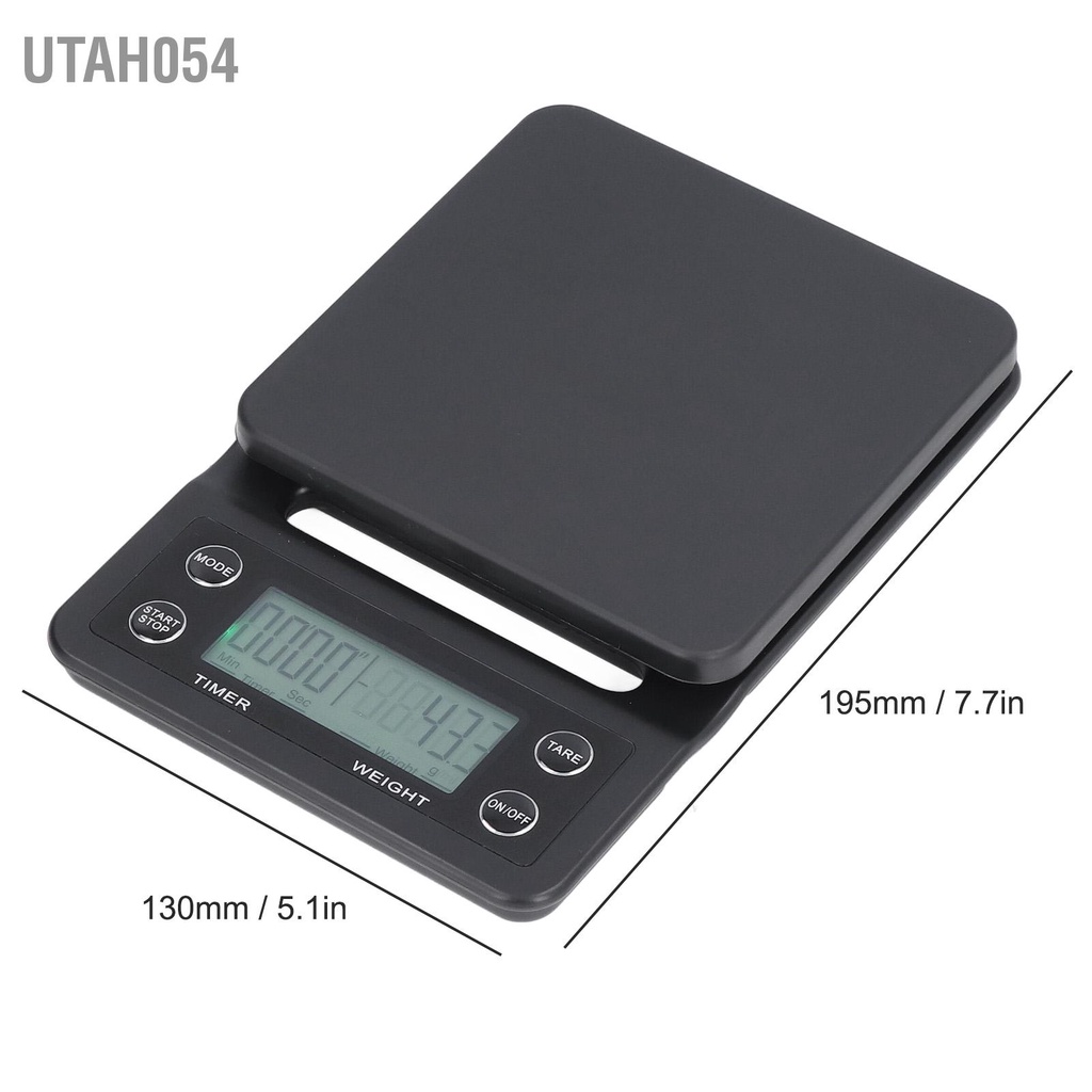 Utah054 Cân cà phê kỹ thuật số Độ chính xác cao Màn hình LED HD Chất liệu ABS Thuận tiện hơn phụ kiện nhà bếp