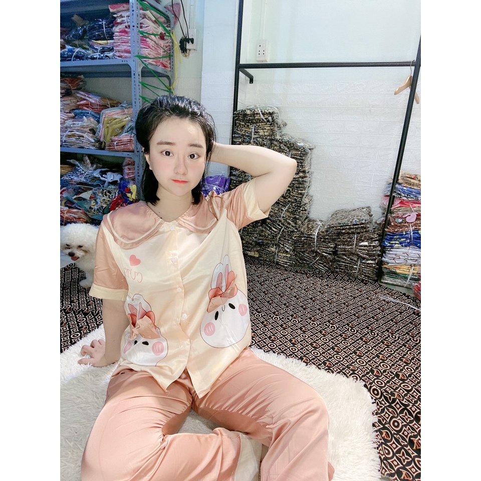 Đồ bộ pijama nữ tay ngắn quần dài lụa mango,lụa latin cao cấp mặc nhà hay dạo phố đều thoải mái, mẫu phối bèo cổ sen hot