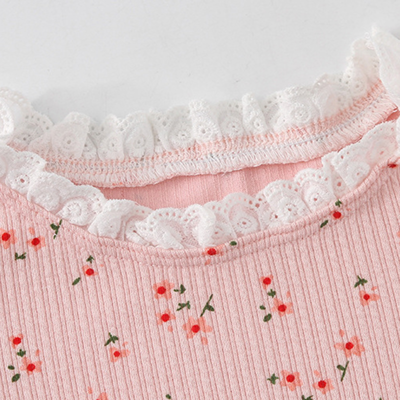 Áo Cổ Bèo In Hoa Hàn Quốc Cho Bé Gái