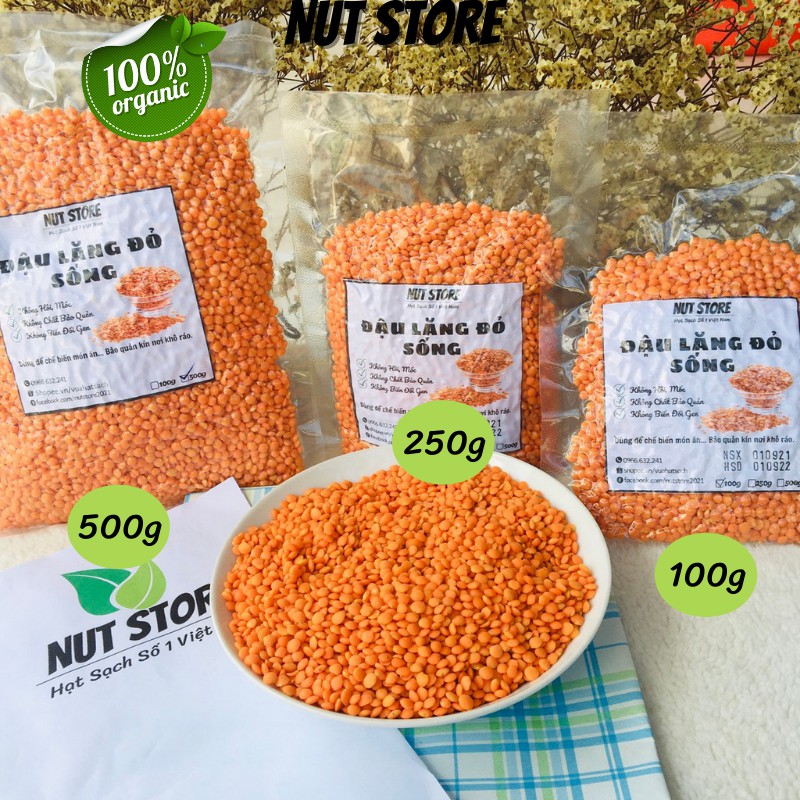 Đậu lăng đỏ hữu cơ ăn dặm cho bé Nut Store 500g