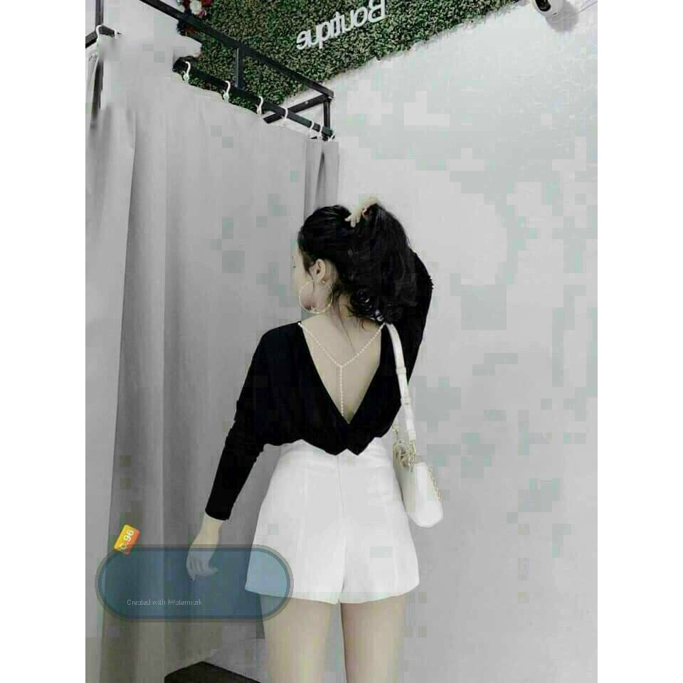 [HOT]ÁO KIỂU XOẮN LƯNG VỀ TRẮNG, ĐEN CO GIÃN YL81213