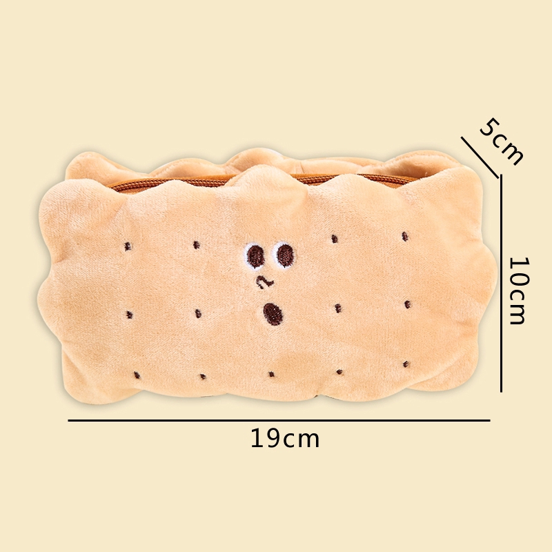 Túi lông nhung mềm đựng bút mỹ phẩm hình bánh quy