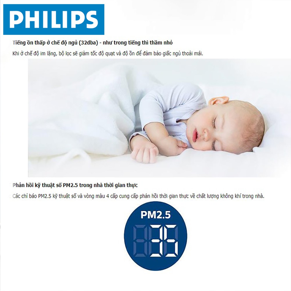 Máy lọc không khí khử mùi khử độc, kháng khuẩn dùng trong gia đình Philips AC2886 Công suất 56W - Bảo hành 24 tháng