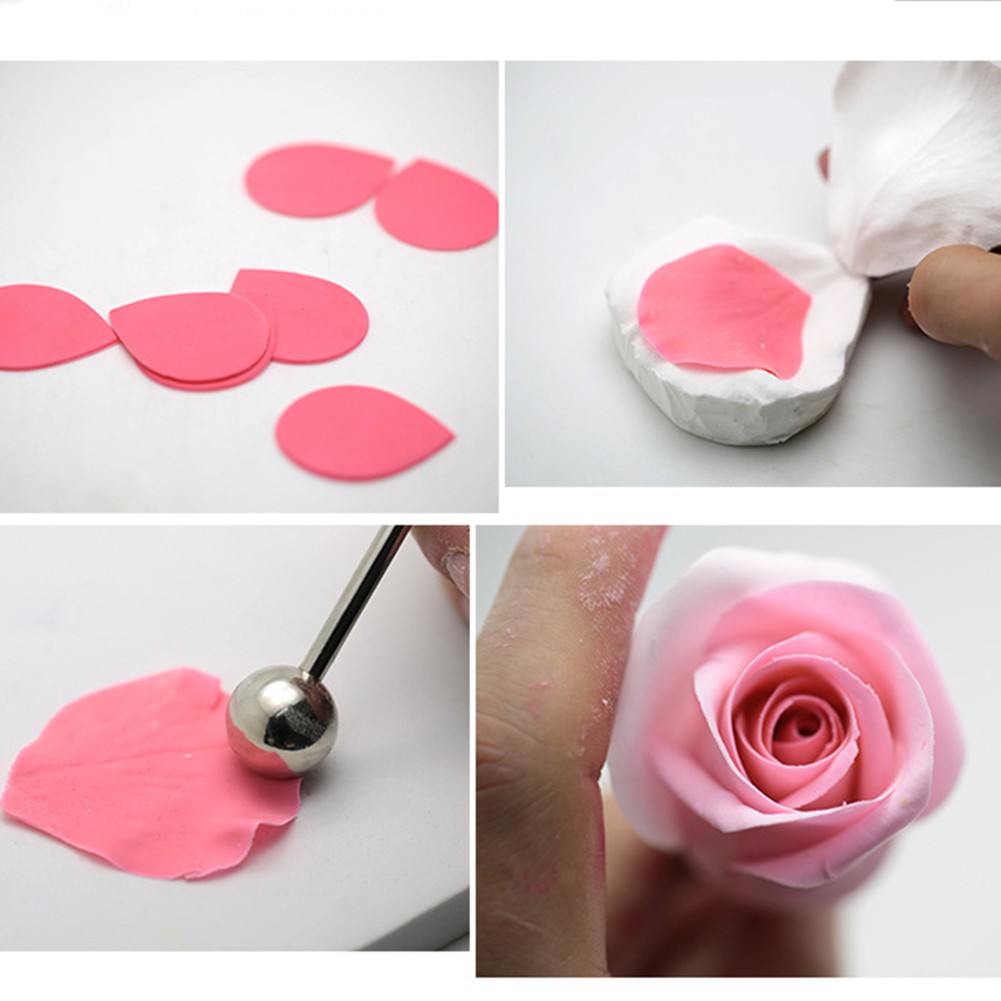 KALAIEN 3D Hoa Hồng Fondant Cánh Hoa Silicon Bộ Khuôn Sáng Tạo Trang Trí Bánh Ăn Được Thích Hợp Cho Bánh Fomdant Khuôn Silicon Tĩnh Mạch Kẹo Cao Su Dán Dụng Cụ Fondant Dụng Cụ