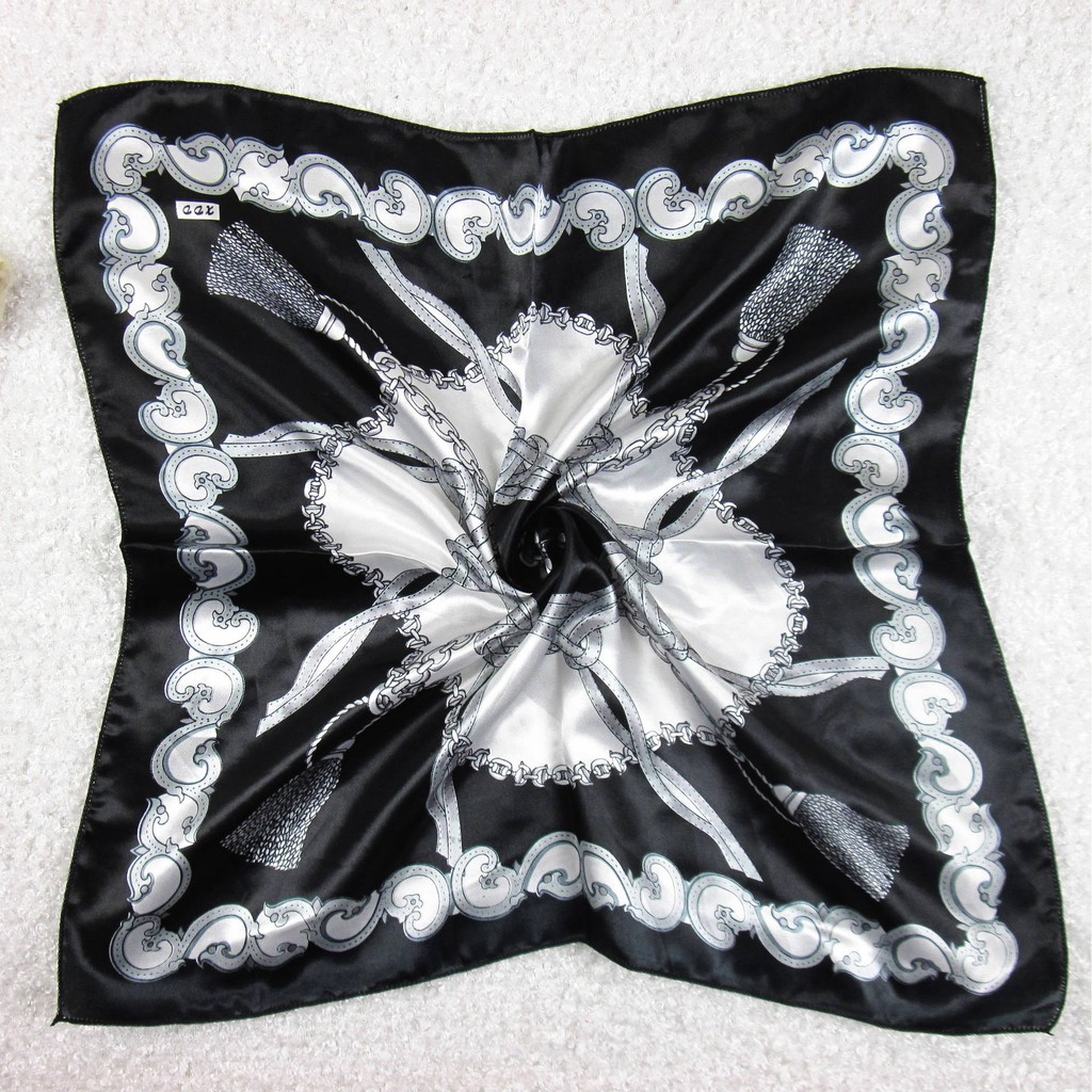 khăn lụa satin quàng cổ kiêm buộc toc thanh lịch, khăn turban vuông 50*50 cm