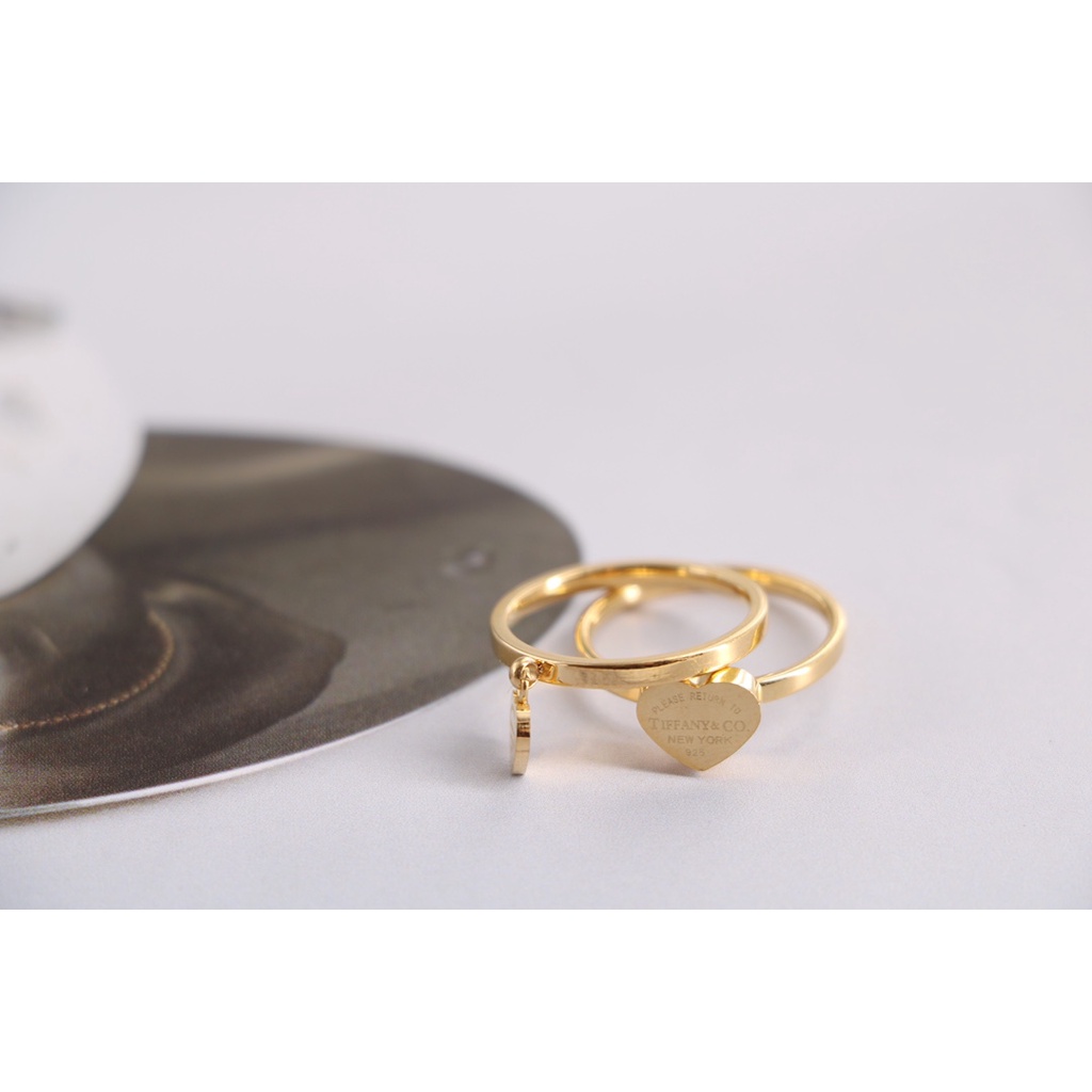 Nhẫn Thép Titan Khắc Hình Trái Tim Thời Trang Cho Nữ