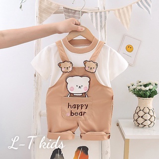 Sét yếm vải thô hai da kết hợp áo cotton cho bé trai, bé gái size nhí từ 6-12kg