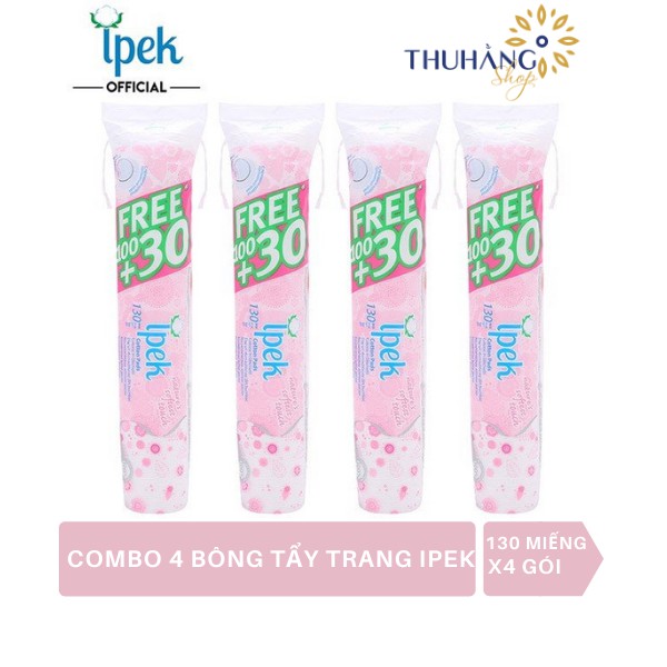 [Combo 4 gói] Bông tẩy trang Ipek 130 miếng