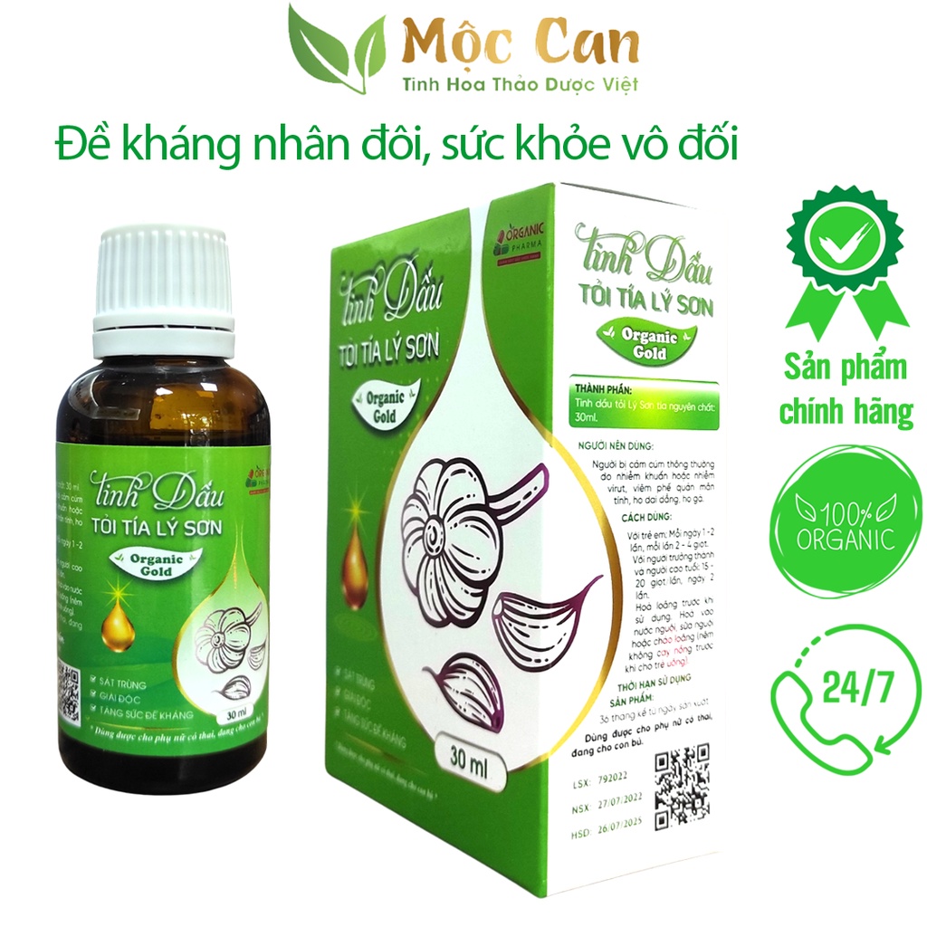 Tinh dầu tỏi tía Lý Sơn nano bạc tăng đề kháng cảm cúm Mộc Can 30ml