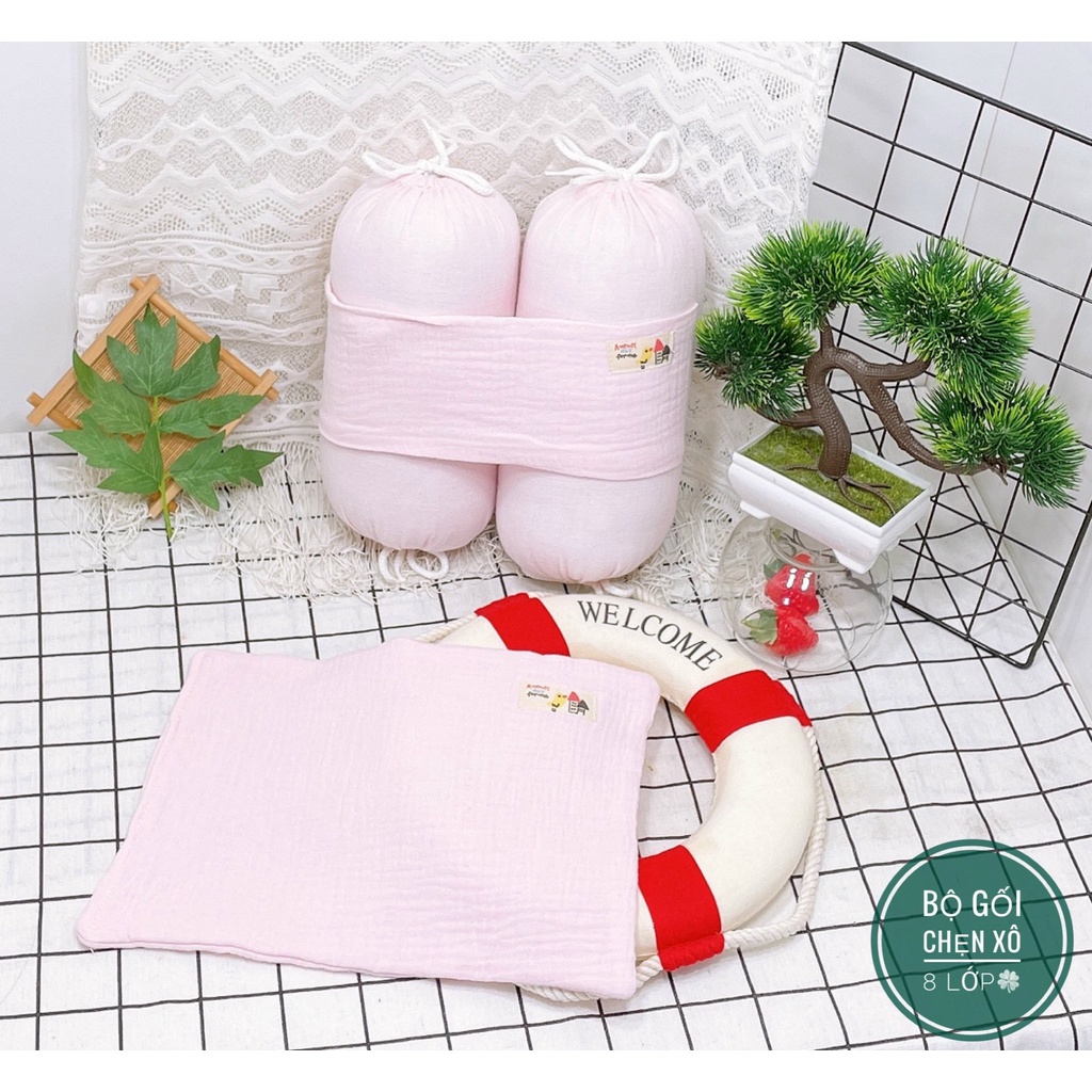 Bộ gối và chặn chống giật mình cho bé Jasmine Baby vải xô 8 lớp (cao cấp)