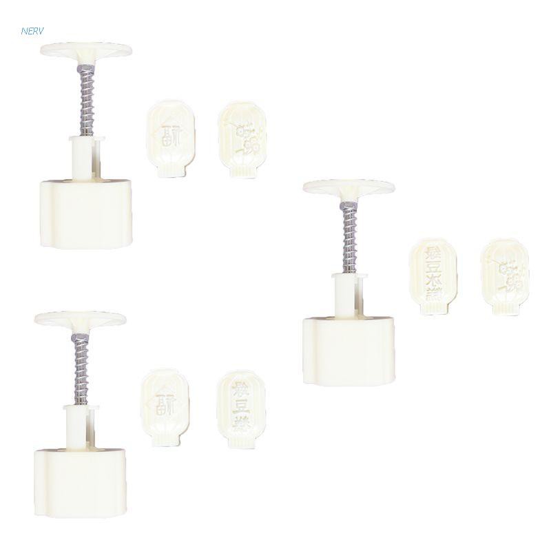 Khuôn Làm Bánh Trung Thu Dạng Nhấn Tay + 2 Con Dấu Hình Lồng Đèn