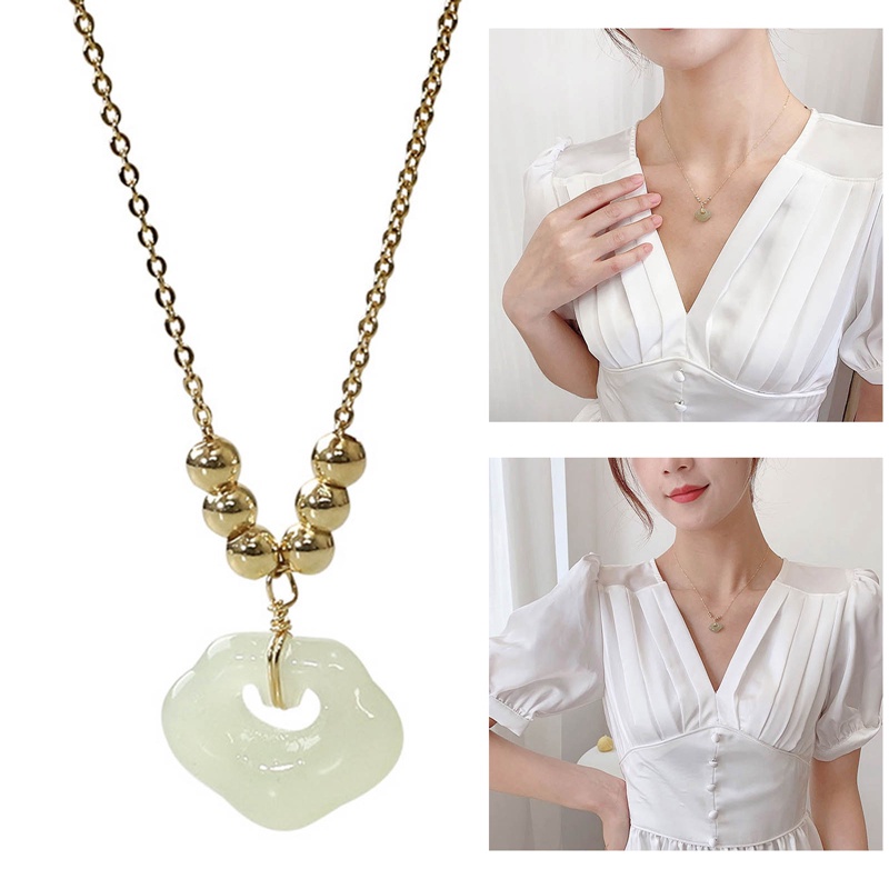 Fancy Vòng cổ Ngọc Bích Hetian Nhẹ Nhàng Sang Trọng Thời Trang Cho Nữ