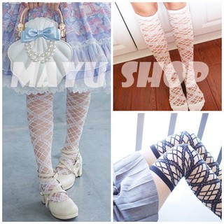 Tất Lolita Kẻ sọc Tất kẻ lửng Tất đùi Lolita Stocking Nhiều màu