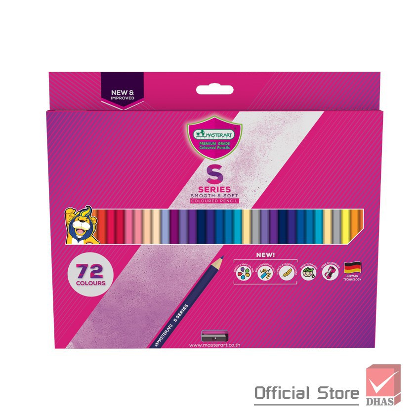Bút chì màu gỗ 72 màu Master Art Series Thái Lan tặng kèm chuốt chì cao cấp