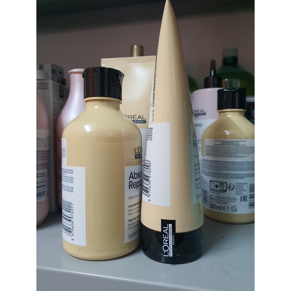 Combo gội xả Loreal Professionnel phục hồi tóc hư tổn Serie Expert Absolut Repair Gold 300ml-200ml