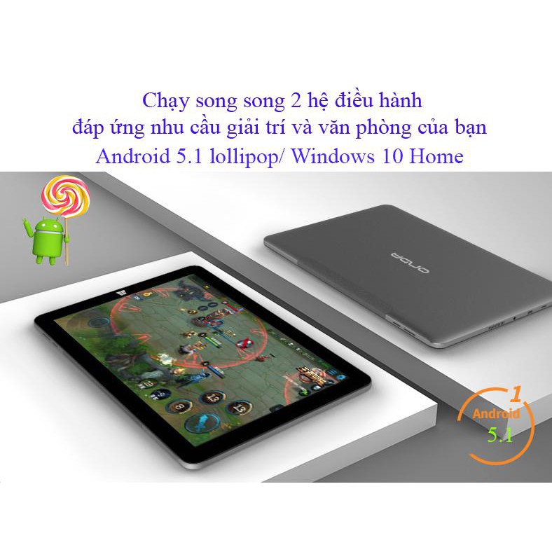 Máy tính bảng Tablet Onda oBook20 Plus Ram 4G, 64Gb SSD, HDMI 4K Dual Win10/Android + (tặng Dock, bút cảm ứng) cho khách | BigBuy360
