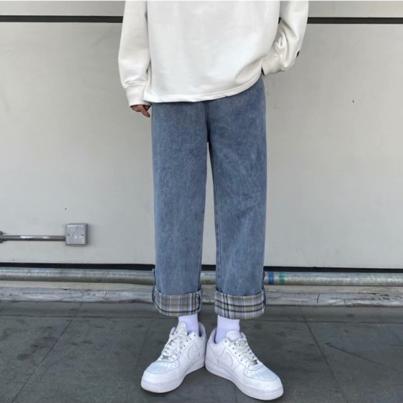 Quần baggy jean ống rộng suông thời trang Hàn Quốc unisex cá tính quần jean nam ống đứng quần jean nam kiểu dáng hàn quốc  from rộng Quần ống suông