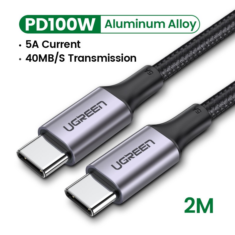 Cáp sạc nhanh USB Type C 100W Ugreen 70427 70428 70429 90120 Chính Hãng US316