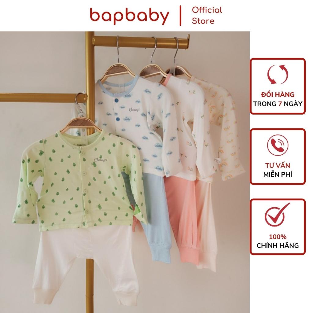 Bộ sơ sinh dài tay cài giữa CHAANG SUMMER quần áo trẻ em sơ sinh 0 đến 6 tháng tuổi