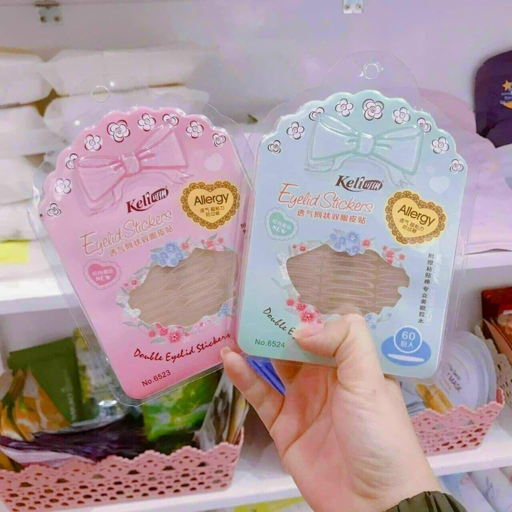 Kích mí lưới kèm keo và dụng cụ chính hãng gồm 3 kích cỡ chuyên dùng cho makeup KELI Xanh Hồng