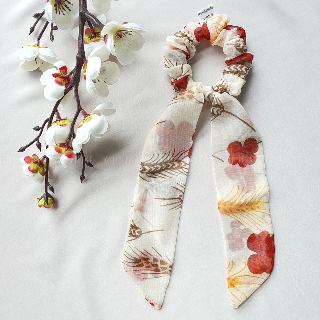 Dây Buộc Tóc Scrunchies AlittleMORE Ruy Băng Tơ Hoa Hàn Quốc Cao Cấp Nàng Thơ Dễ Thương Cột Tóc Đẹp