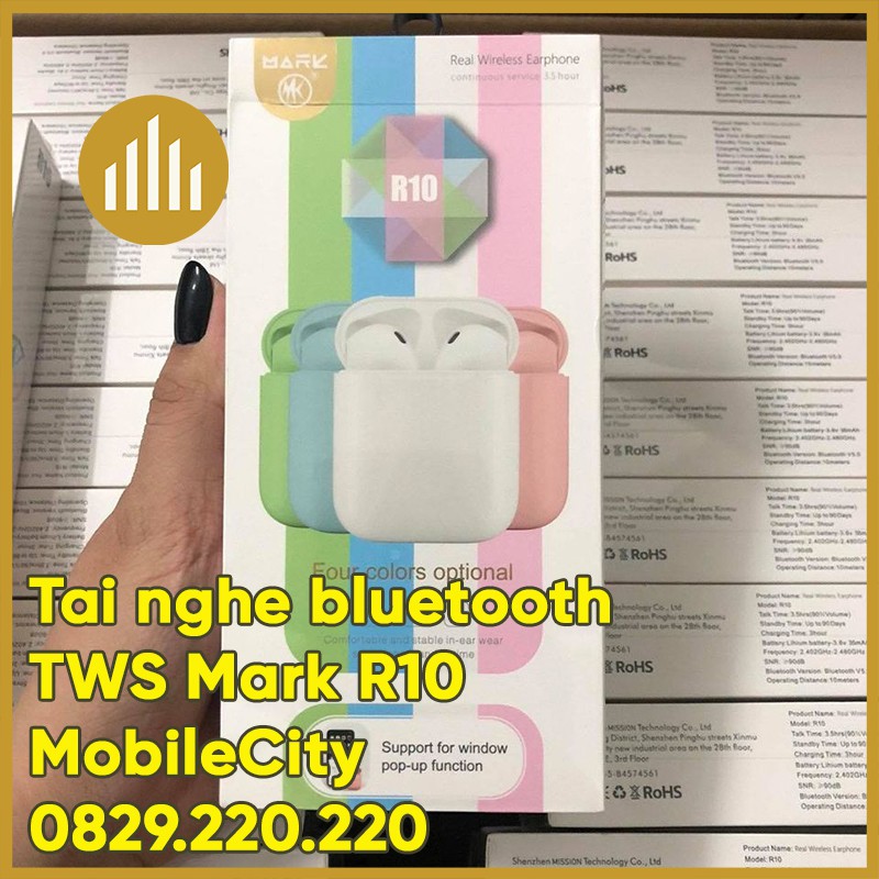 [Mã 2404EL10K giảm 10K đơn 20K] Tai nghe Bluetooth TWS Mark R10 (Airpods giá rẻ)