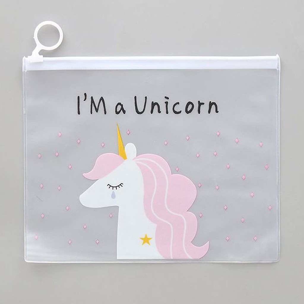 Túi Đựng Bút viết Zip Unicorn - Nhắm mắt