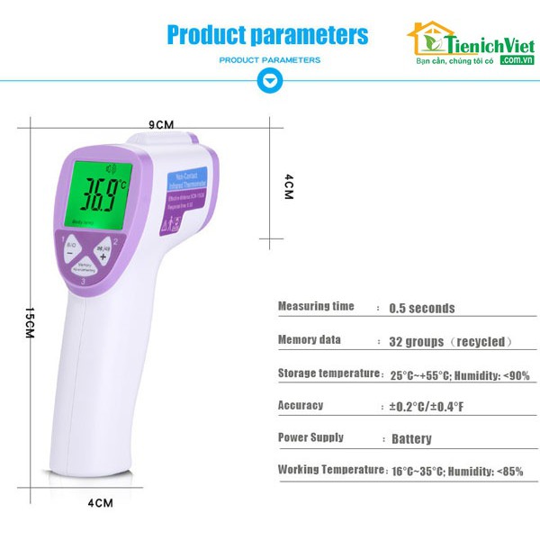 Nhiệt kế hồng ngoại đo trán đa chức năng Infrared Thermometer FI01