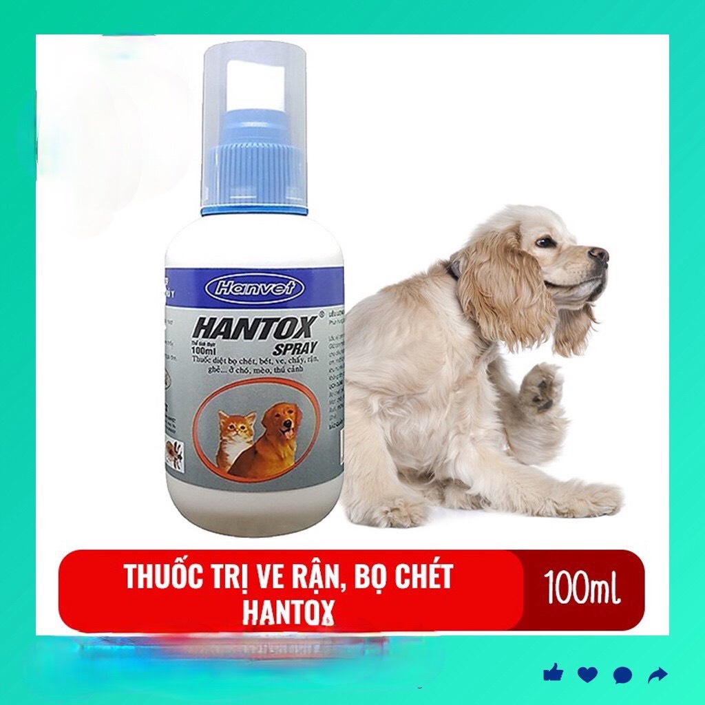 Chai xịt diệt ve rận bọ chét trên Chó Mèo HANTOX SPRAY Chai 100ml Xuất xứ Hanvet Việt Nam