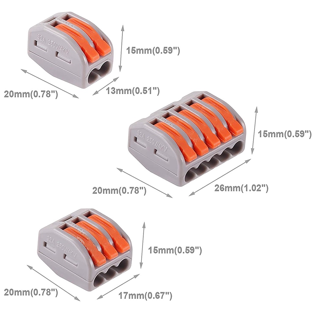 Cút nối dây điện nhanh PCT-213, chịu tải 32A Cút gộp dây điện 3, 4 , 5 sợi PCT-212 PCT-214 Chất lượng cao