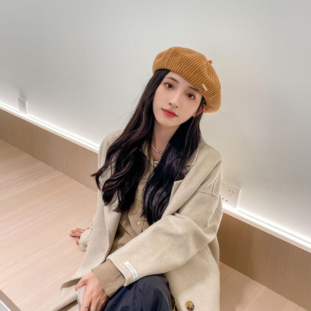 Mũ Nồi Dệt Kim Nylon Co Giãn Màu Trơn Thanh Lịch Dễ Phối Đồ Cho Nữ