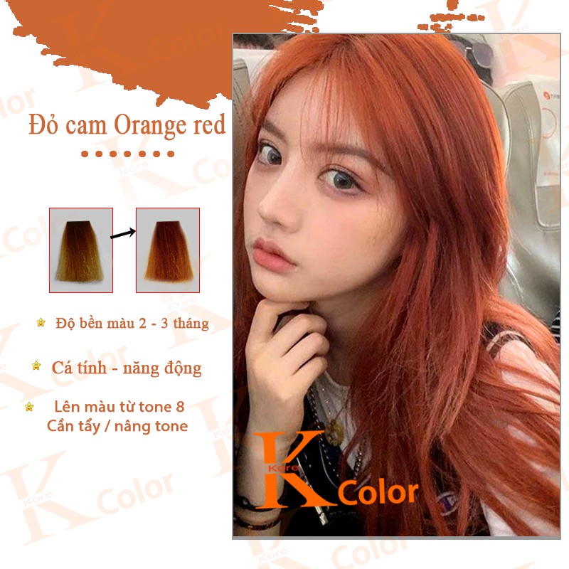 Thuốc nhuộm tóc ĐỎ CAM - ORANGE RED sử dụng tại nhà nhiều thảo dược giá rẻ Kcolor