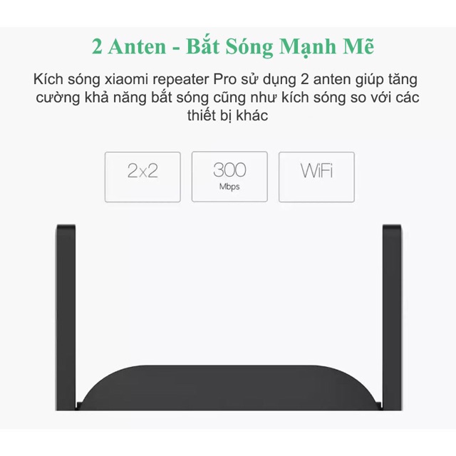 Kích sóng Wifi Xiaomi Pro 300M, 2 râu, bắt sóng khoẻ