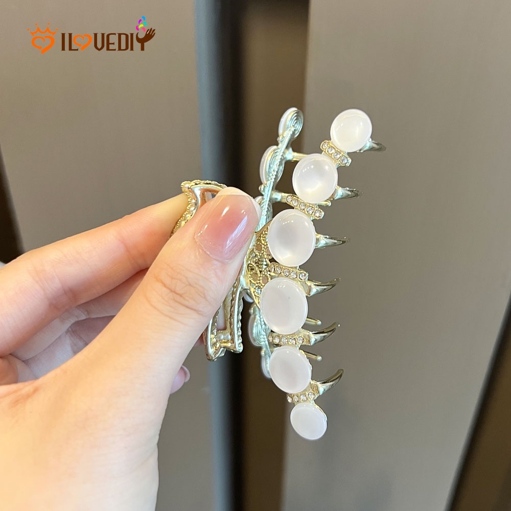 Kẹp Tóc Hình Nơ Đính Ngọc Trai / Đá Opal / Kẹp Tóc Càng Cua / Kẹp Tóc Thời Trang Thanh Lịch Cho Nữ
