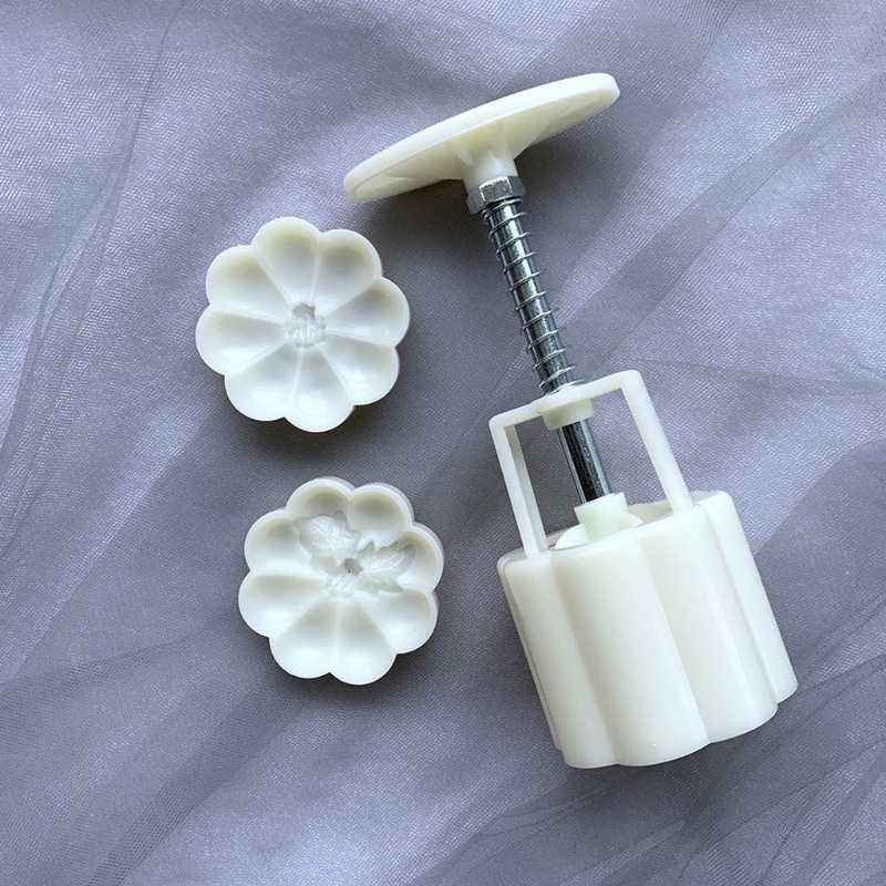 Khuôn Nhấn Tay Làm Bánh Trung Thu 65g 2 Ngăn Hình Quả Bí Ngô