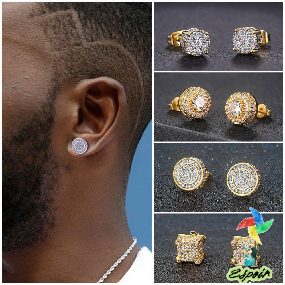 Khuyên Tai Đính Đá Zircon Phong Cách Hip Hop Cho Nam