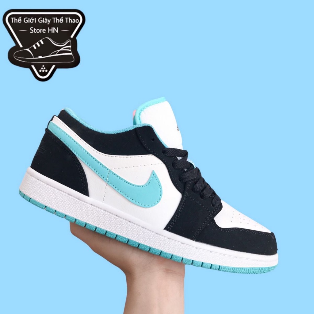 Giày Jordan Cổ thấp Nam Nữ, Giày JD Jordan 1 low Xanh Ngọc Thời Trang Full Box Bill