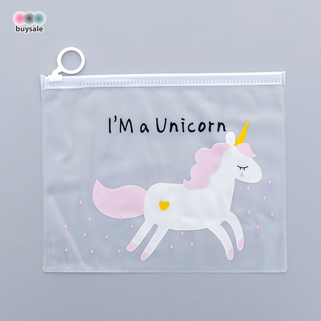 Túi zip lụa đựng bút, mỹ phẩm hình unicorn - buysale - BSPK144