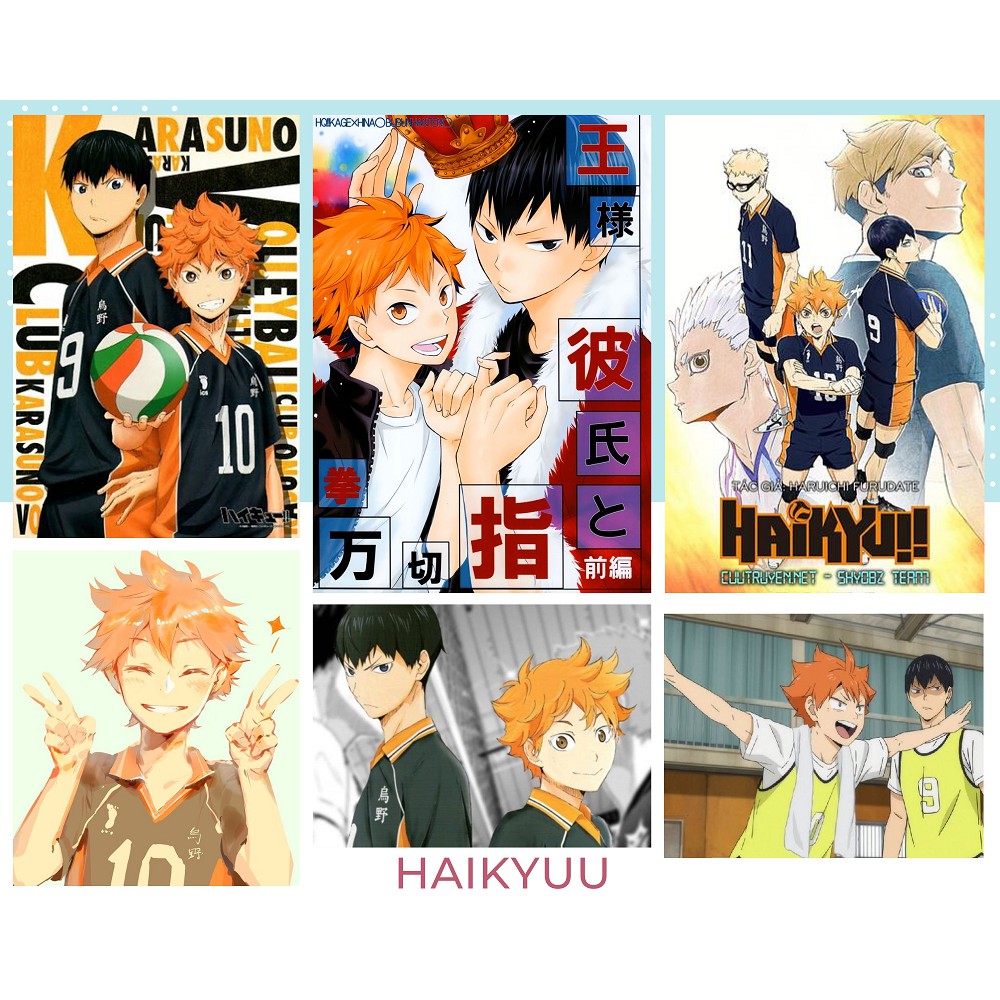 Postcard Haikyuu có dán sticker in hình anime - Quà Tặng