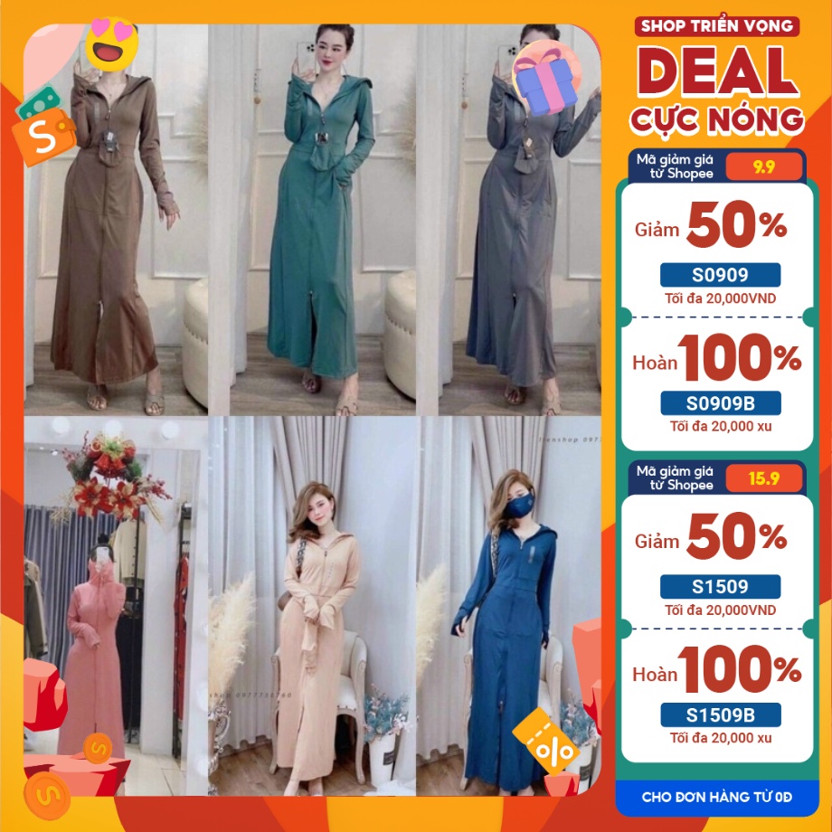 Áo Chống Nắng Nữ 2 Lớp Toàn Thân Thông Hơi Chất Vải Thun Lạnh Xuất Nhật Dày Dặn