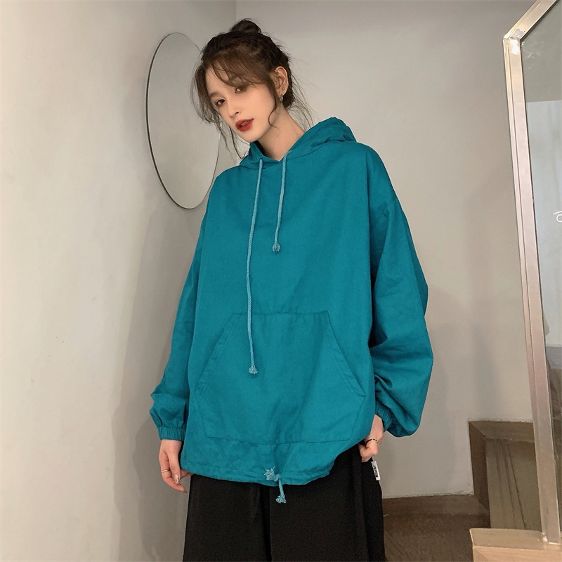 【ZHELIHANGFEI】Áo Hoodie Tay Dài Dáng Rộng Phong Cách Preppy Thời Trang Dễ Phối Đồ