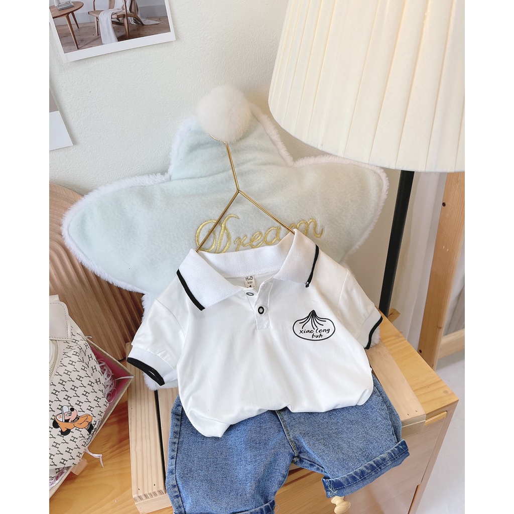 Set áo polo quần bò cho bé trai